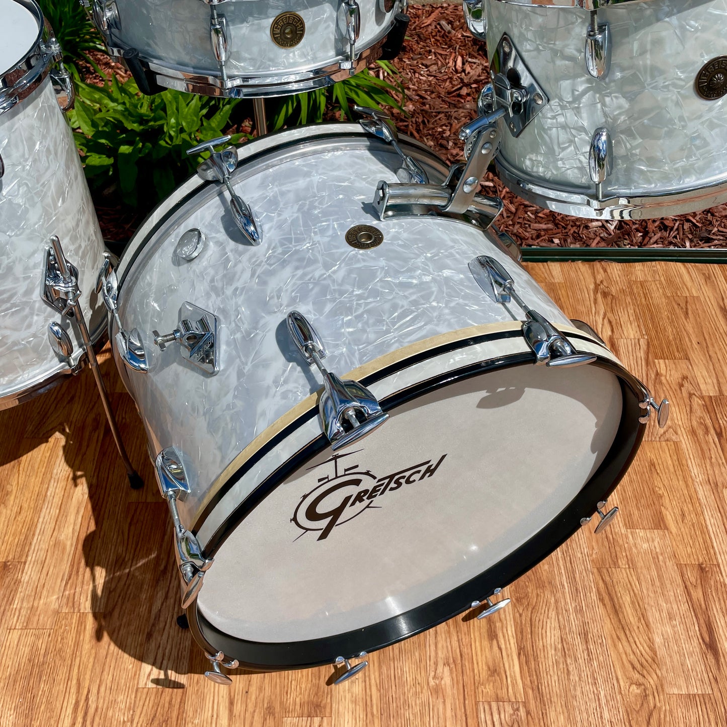 1960s Gretsch Progressive Jazz Drum Set White Marine Pearl 20/12/14 w/ 4x14 Snare