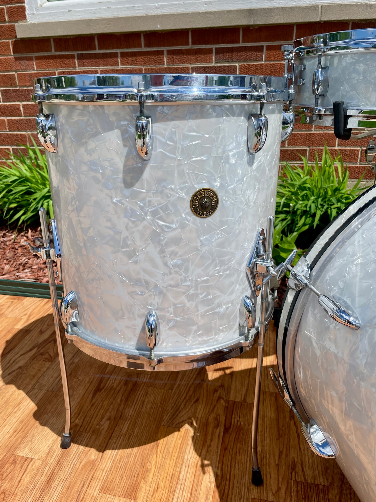1960s Gretsch Progressive Jazz Drum Set White Marine Pearl 20/12/14 w/ 4x14 Snare