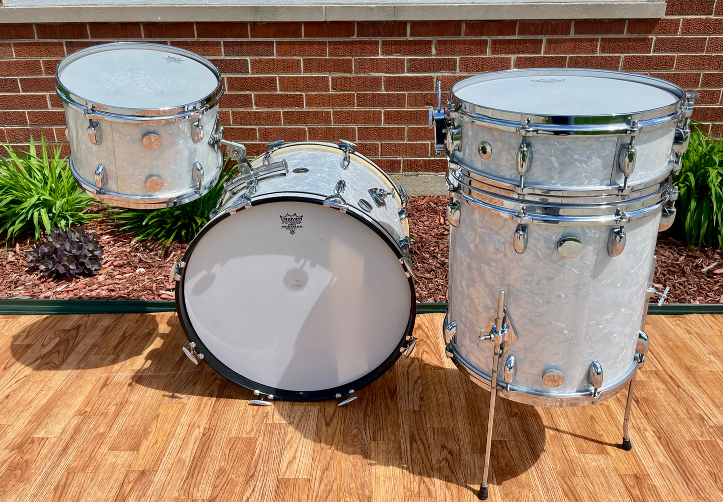 1960s Gretsch Progressive Jazz Drum Set White Marine Pearl 20/12/14 w/ 4x14 Snare