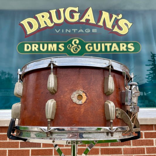 1940s Slingerland 7x14 Hollywood Ace Swing Model Radio King Snare Drum Solid Shell Mahogany