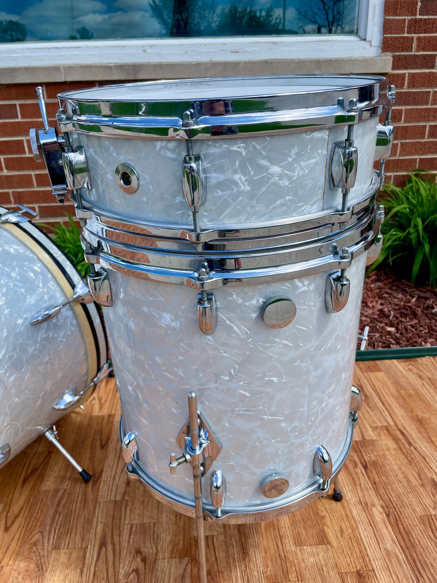 1960s Gretsch Progressive Jazz Drum Set White Marine Pearl 20/12/14 w/ 4x14 Snare