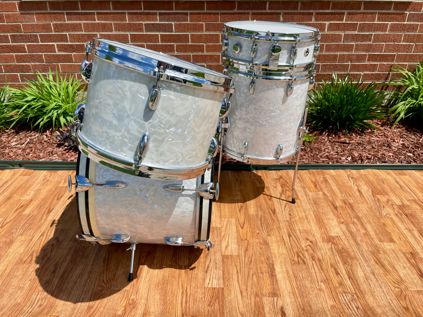 1960s Gretsch Progressive Jazz Drum Set White Marine Pearl 20/12/14 w/ 4x14 Snare