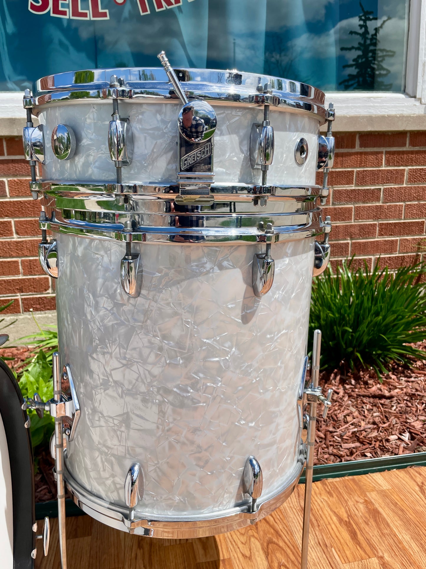 1960s Gretsch Progressive Jazz Drum Set White Marine Pearl 20/12/14 w/ 4x14 Snare
