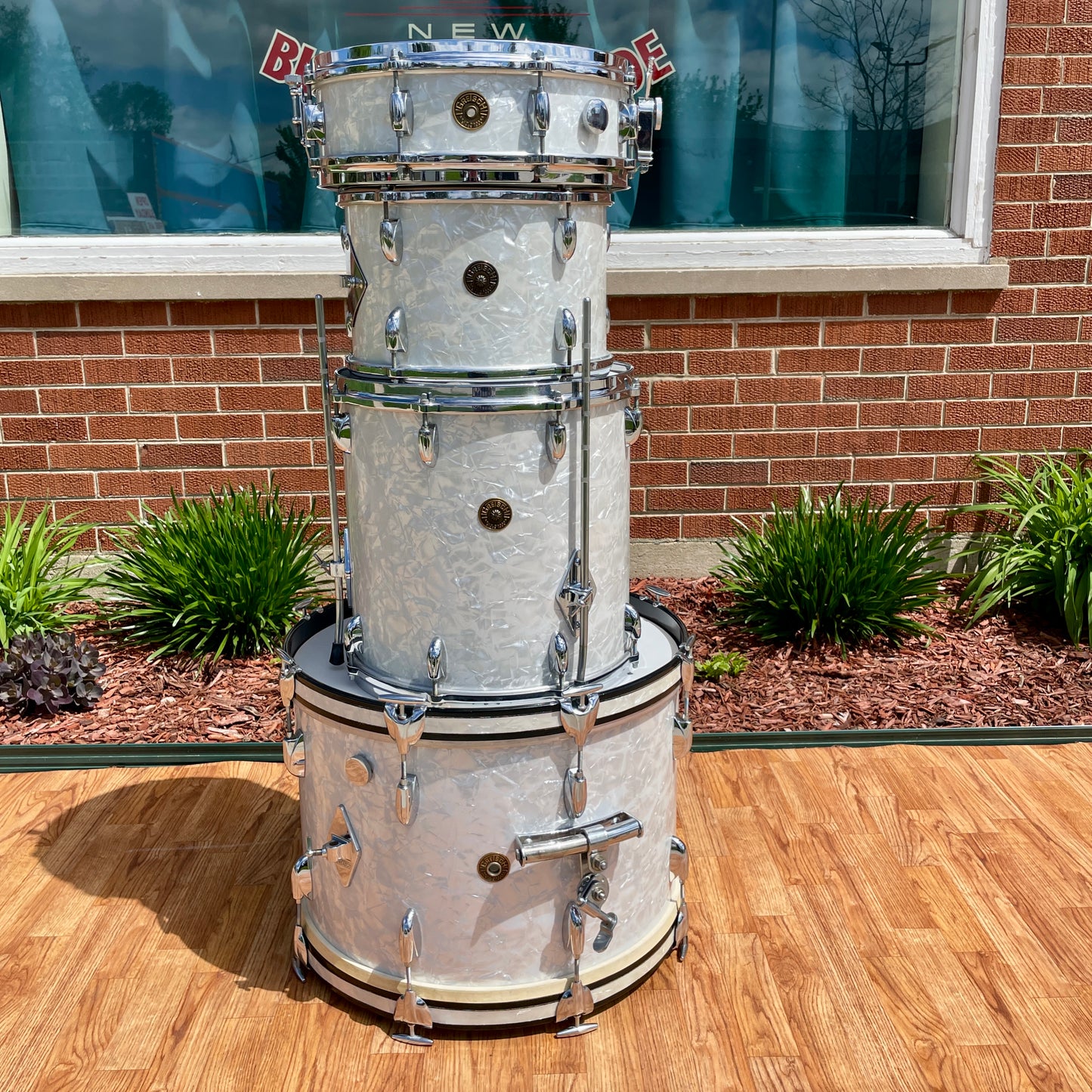 1960s Gretsch Progressive Jazz Drum Set White Marine Pearl 20/12/14 w/ 4x14 Snare