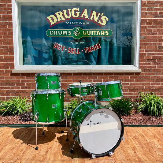 1960s Sonor Teardrop Drum Set Green Sparkle Rewrap 20/12/13/16 w/ 5x14 Snare
