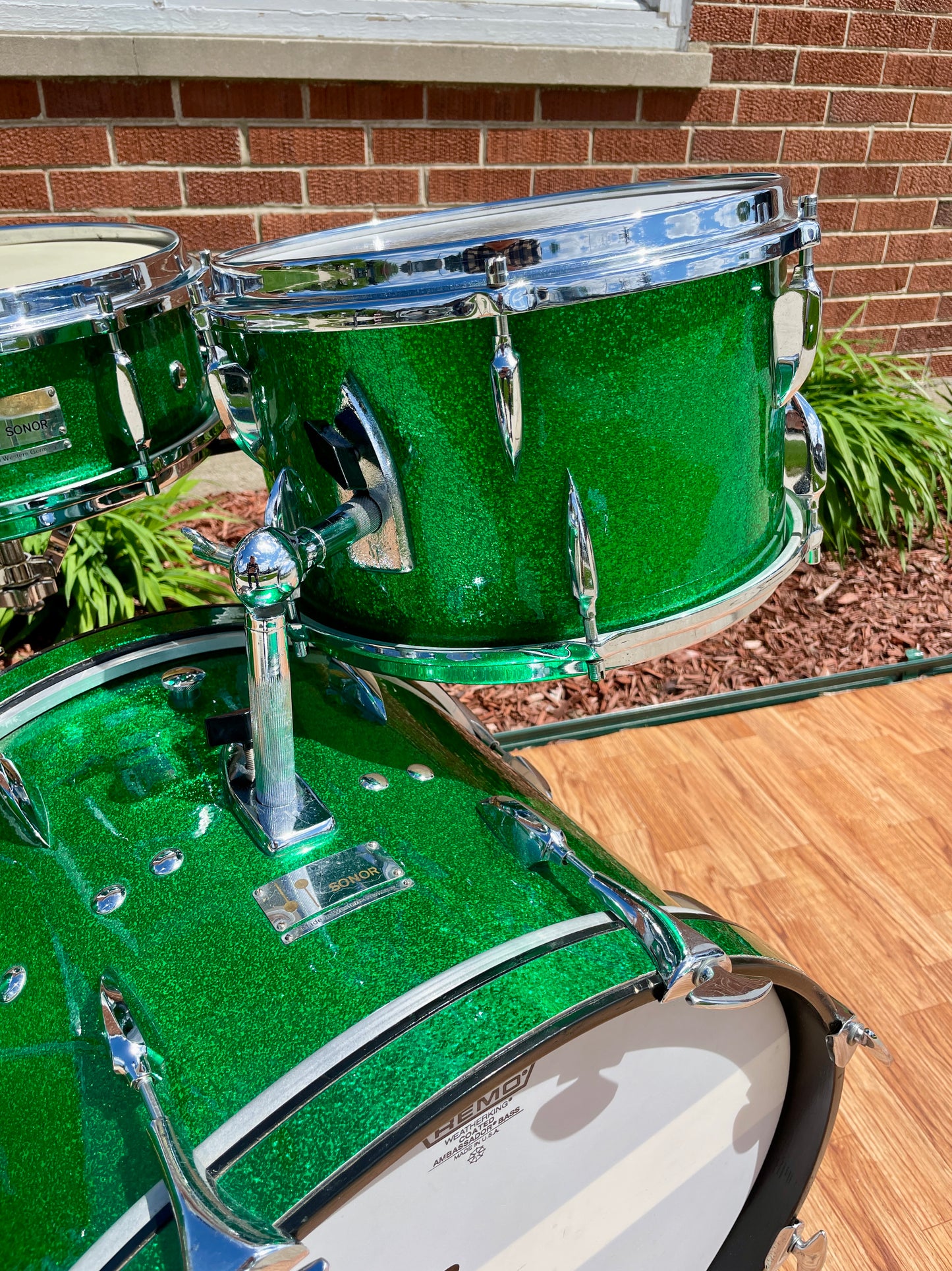 1960s Sonor Teardrop Drum Set Green Sparkle Rewrap 20/12/13/16 w/ 5x14 Snare