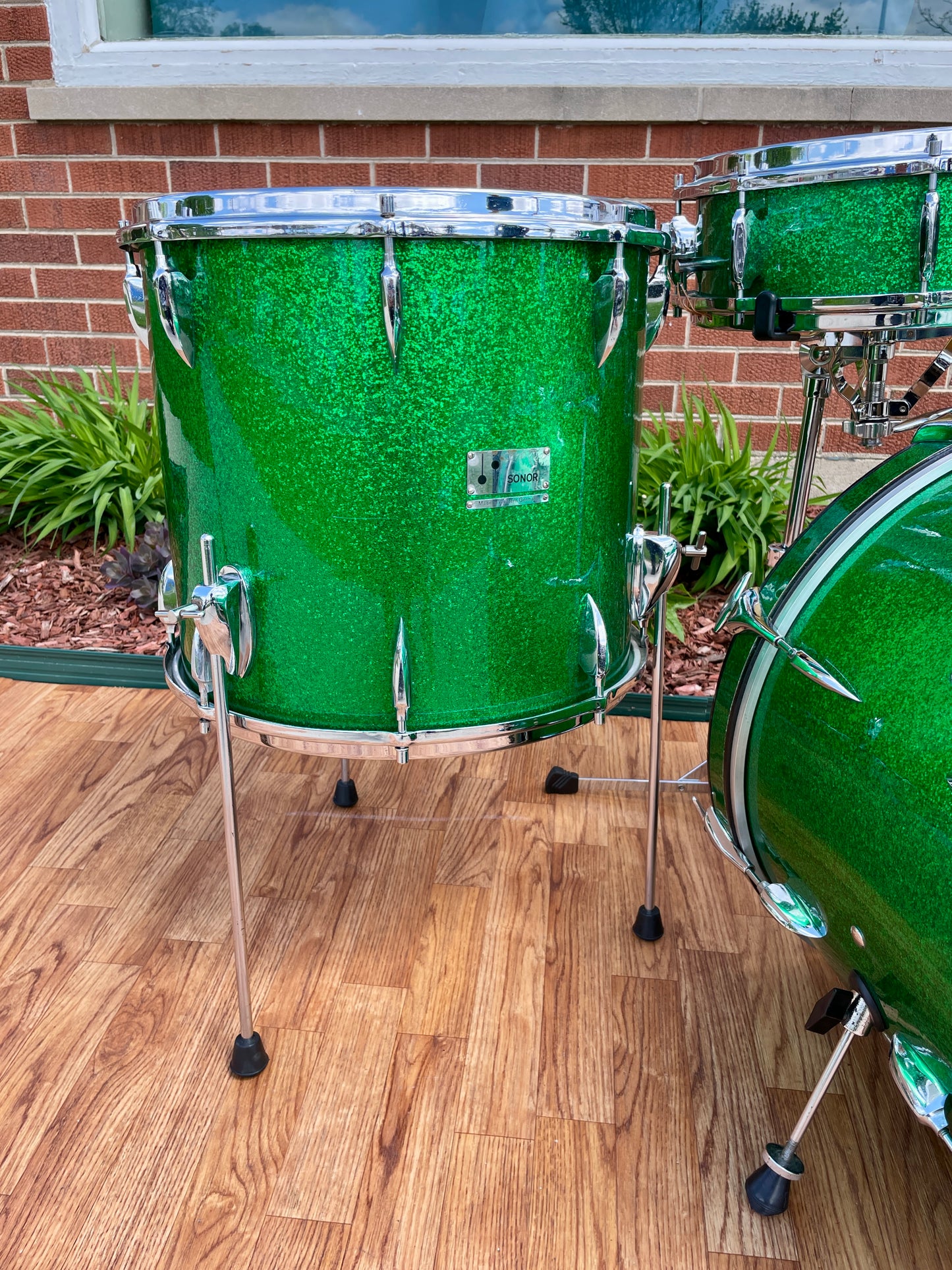 1960s Sonor Teardrop Drum Set Green Sparkle Rewrap 20/12/13/16 w/ 5x14 Snare