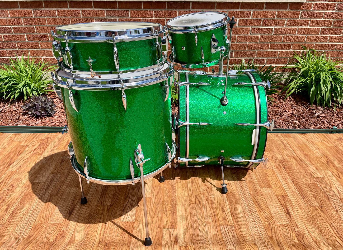 1960s Sonor Teardrop Drum Set Green Sparkle Rewrap 20/12/13/16 w/ 5x14 Snare