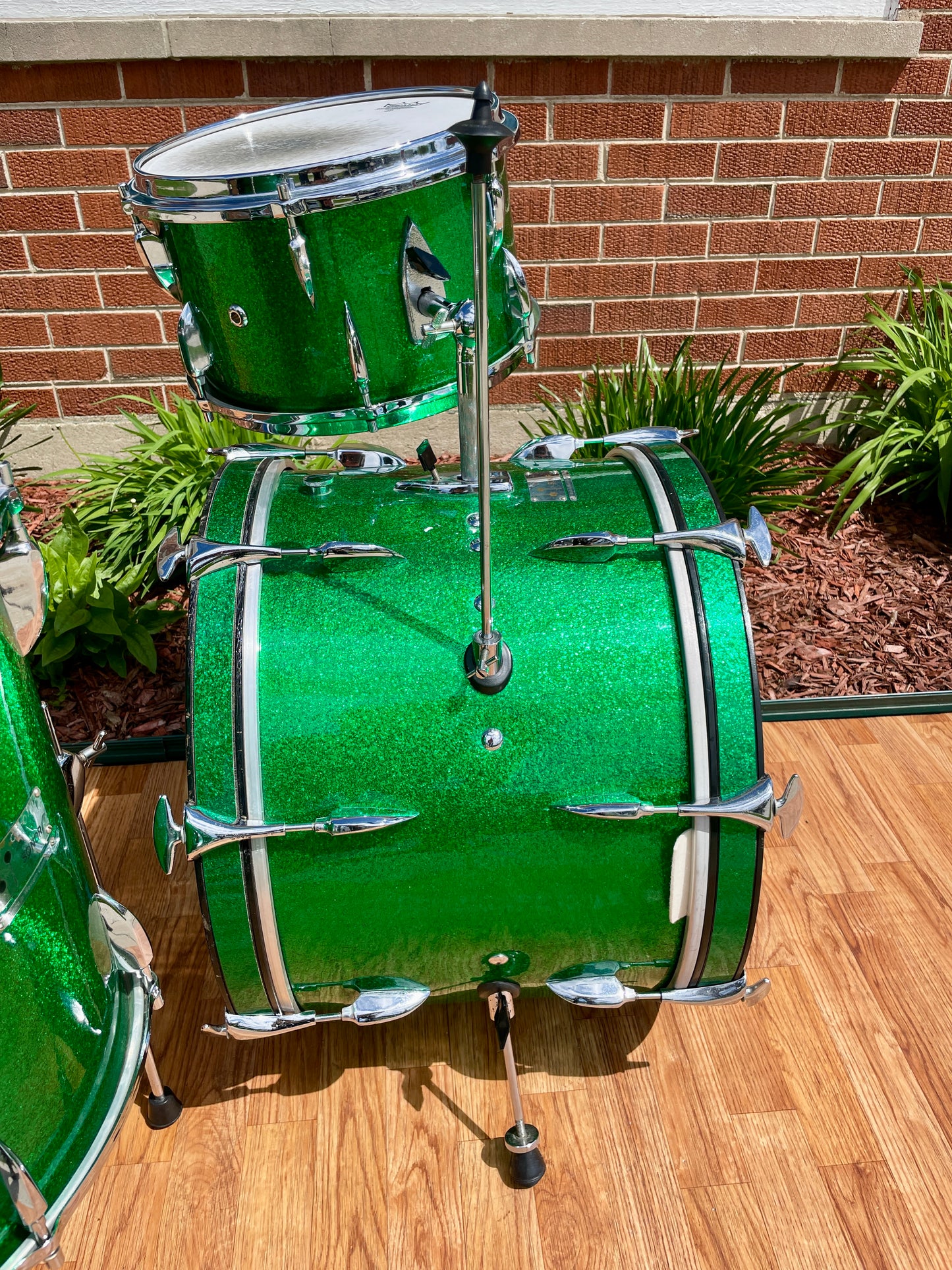 1960s Sonor Teardrop Drum Set Green Sparkle Rewrap 20/12/13/16 w/ 5x14 Snare
