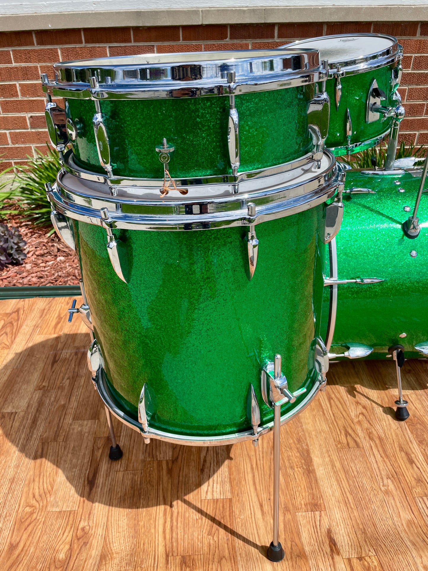 1960s Sonor Teardrop Drum Set Green Sparkle Rewrap 20/12/13/16 w/ 5x14 Snare