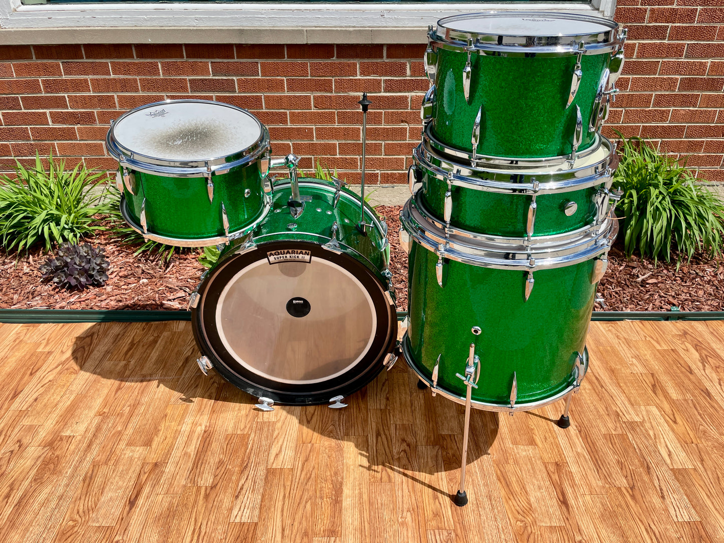 1960s Sonor Teardrop Drum Set Green Sparkle Rewrap 20/12/13/16 w/ 5x14 Snare