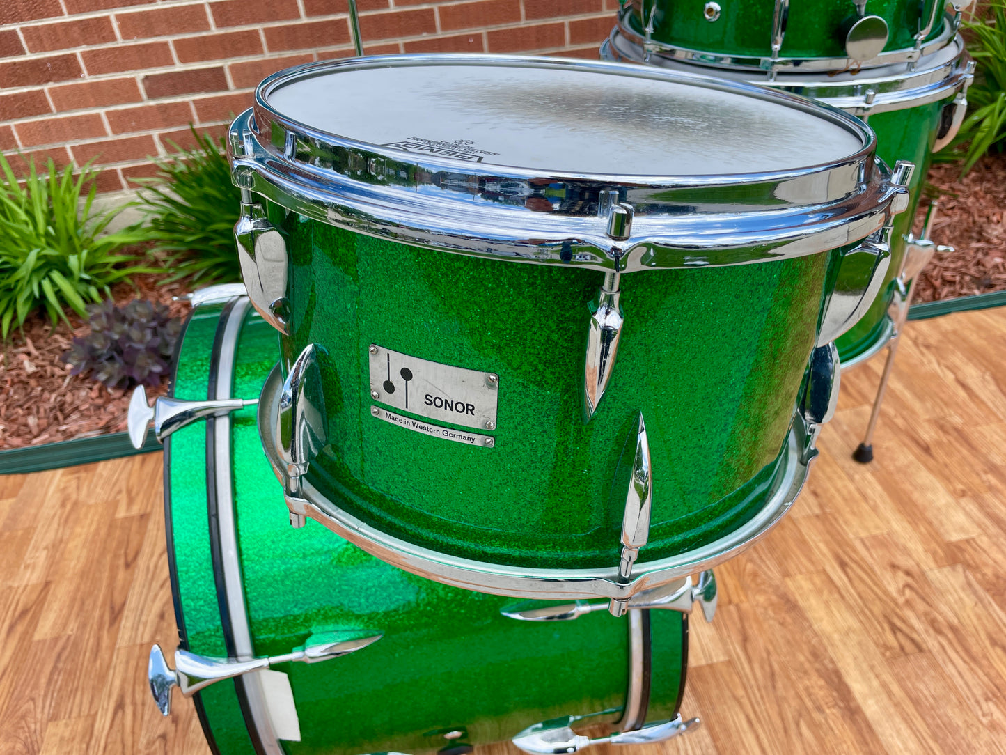 1960s Sonor Teardrop Drum Set Green Sparkle Rewrap 20/12/13/16 w/ 5x14 Snare
