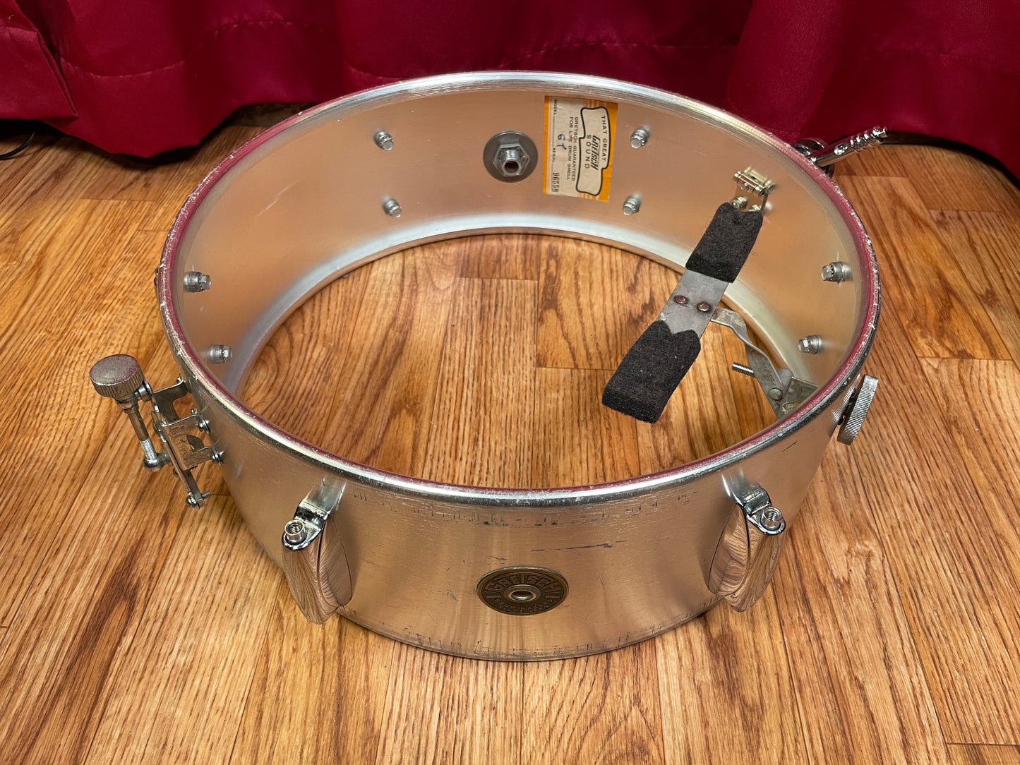 1960s Gretsch 4106 6T 5x14 Brushed Aluminum Snare Drum