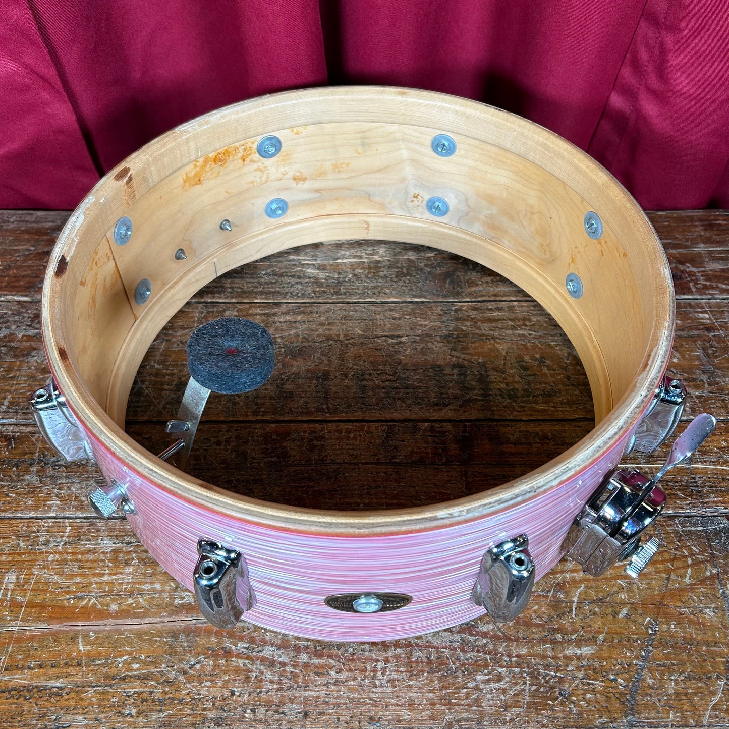 1966 Slingerland 5.5x14 Artist Model No. 153 Snare Drum Red Ripple Pearl