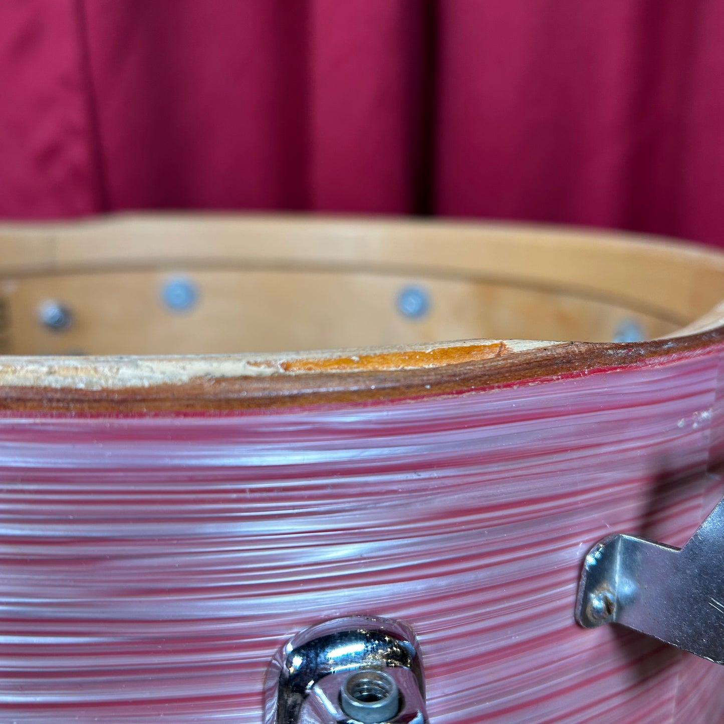 1966 Slingerland 5.5x14 Artist Model No. 153 Snare Drum Red Ripple Pearl