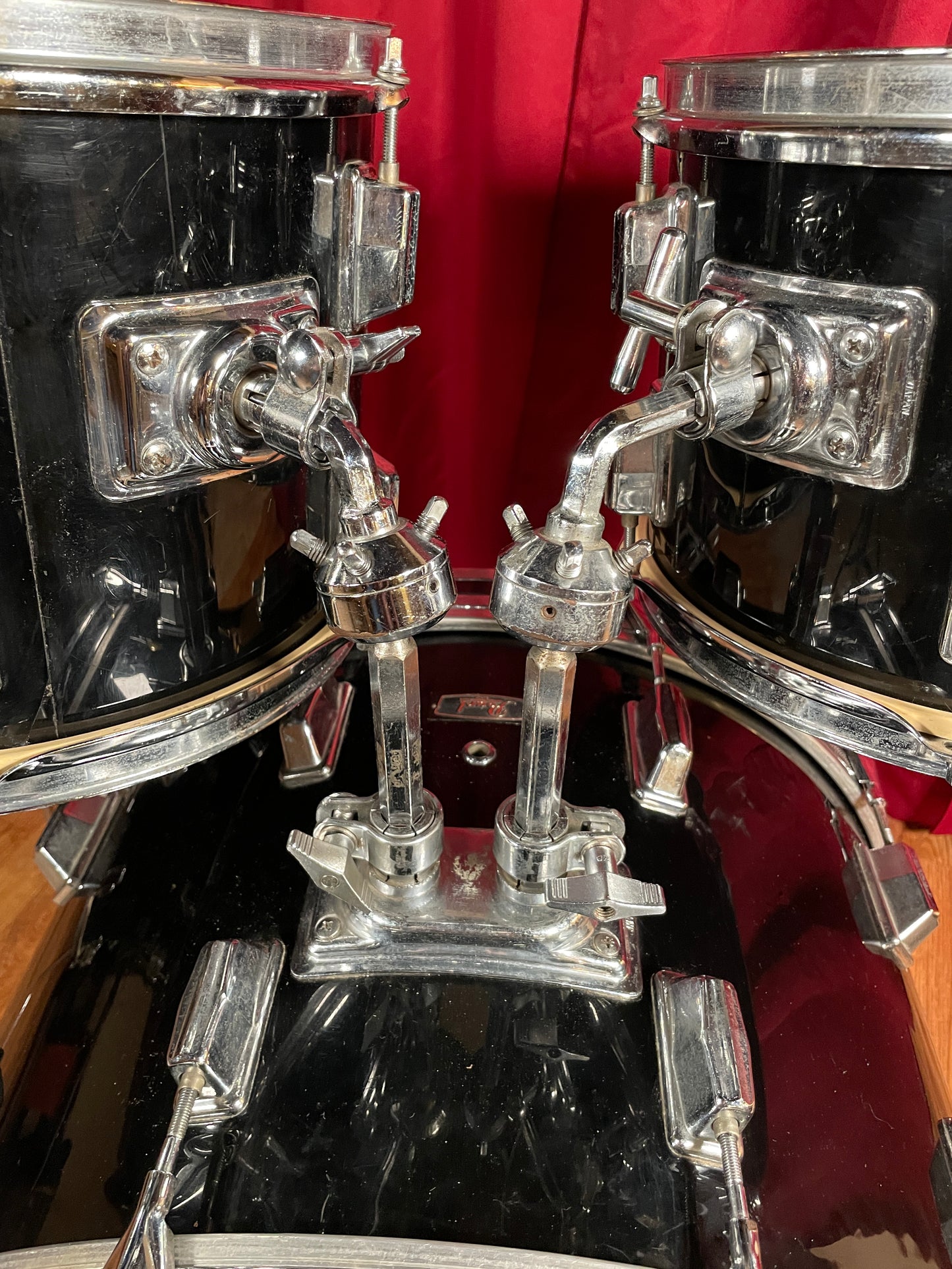 1970s Pearl Wood Fiberglass Drum Set 22/12/13/16 Jet Black *Video Demo*