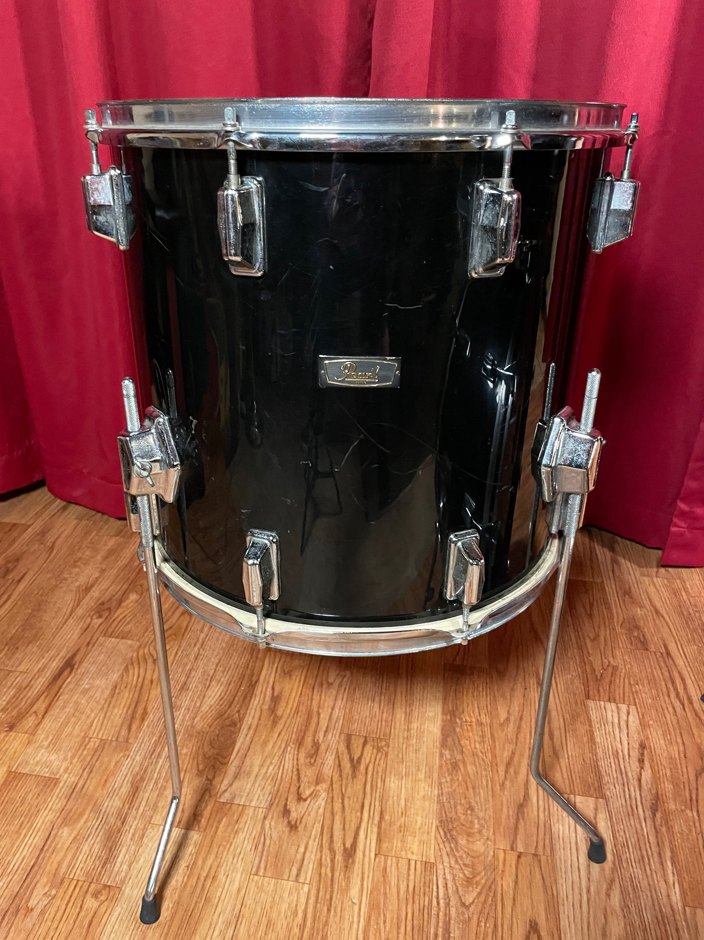 1970s Pearl Wood Fiberglass Drum Set 22/12/13/16 Jet Black *Video Demo*