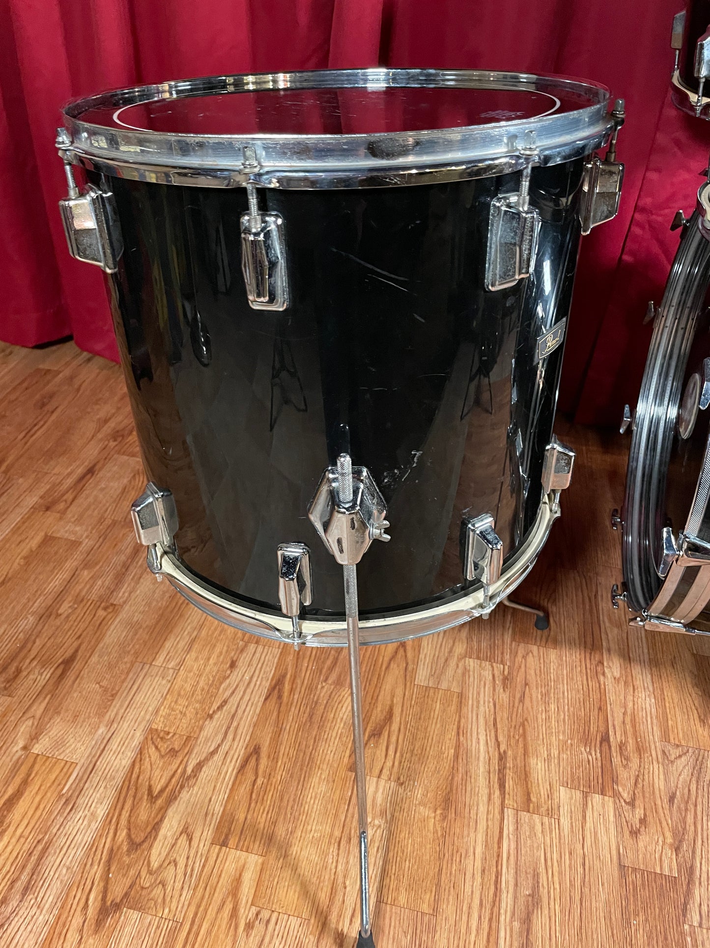 1970s Pearl Wood Fiberglass Drum Set 22/12/13/16 Jet Black *Video Demo*