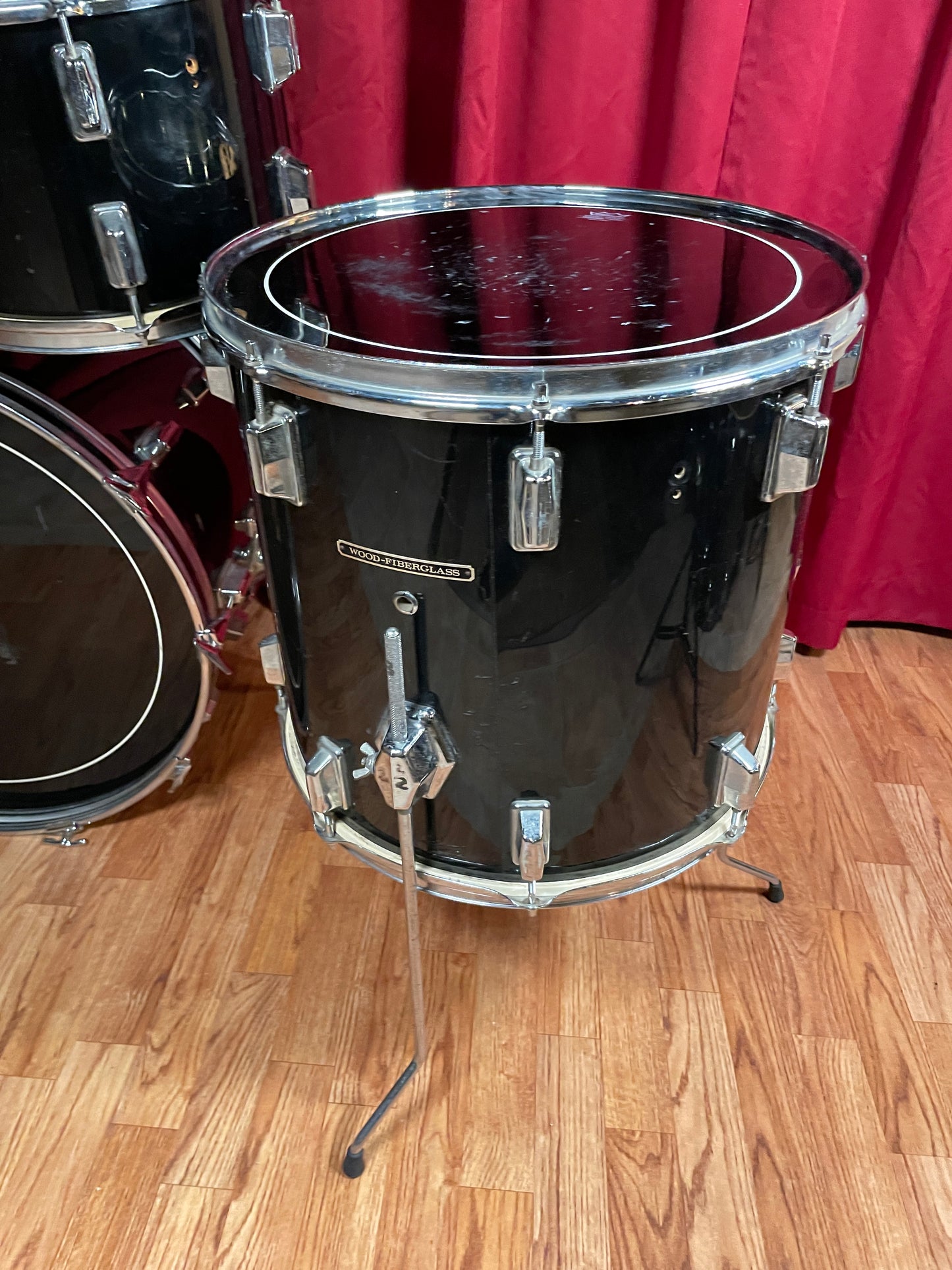 1970s Pearl Wood Fiberglass Drum Set 22/12/13/16 Jet Black *Video Demo*