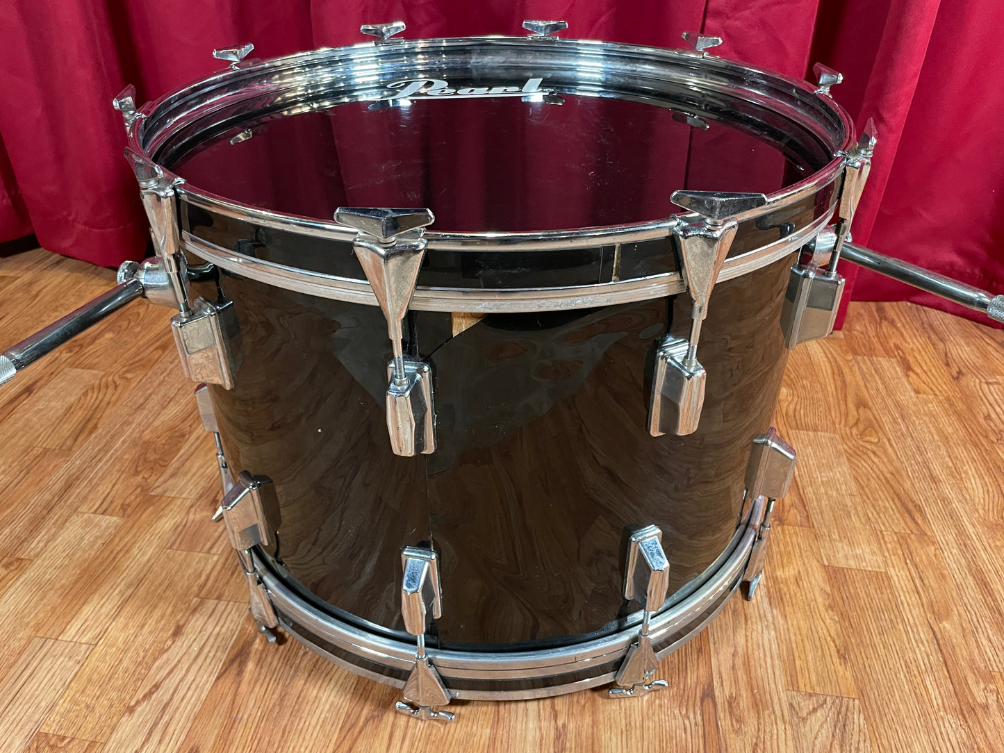 1970s Pearl Wood Fiberglass Drum Set 22/12/13/16 Jet Black *Video Demo*