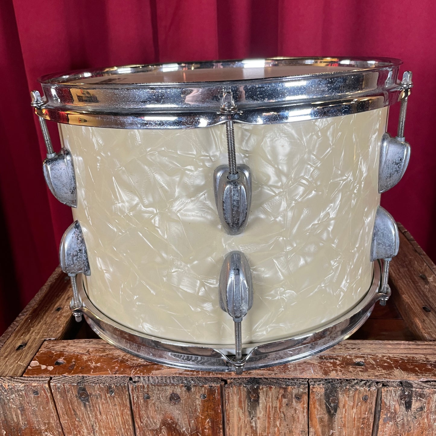 1960s Slingerland 8x12 Tom Drum Single White Marine Pearl