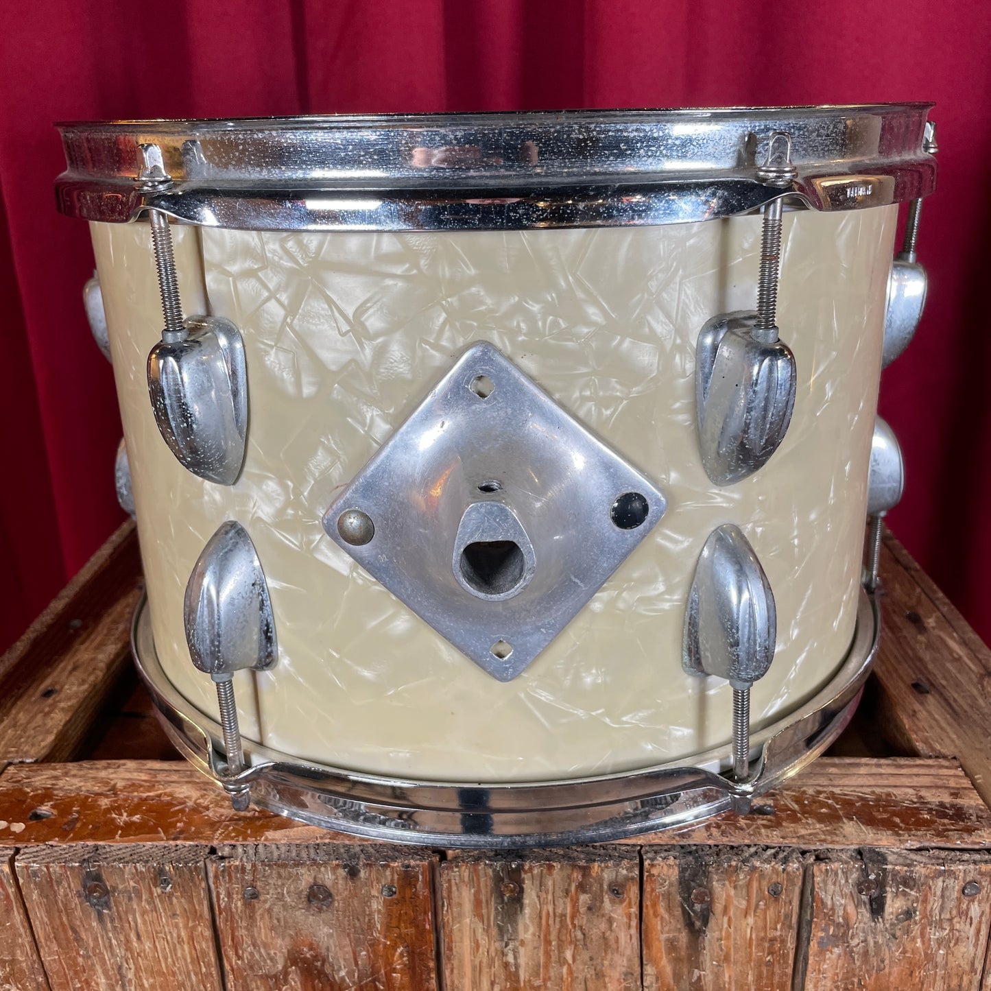 1960s Slingerland 8x12 Tom Drum Single White Marine Pearl