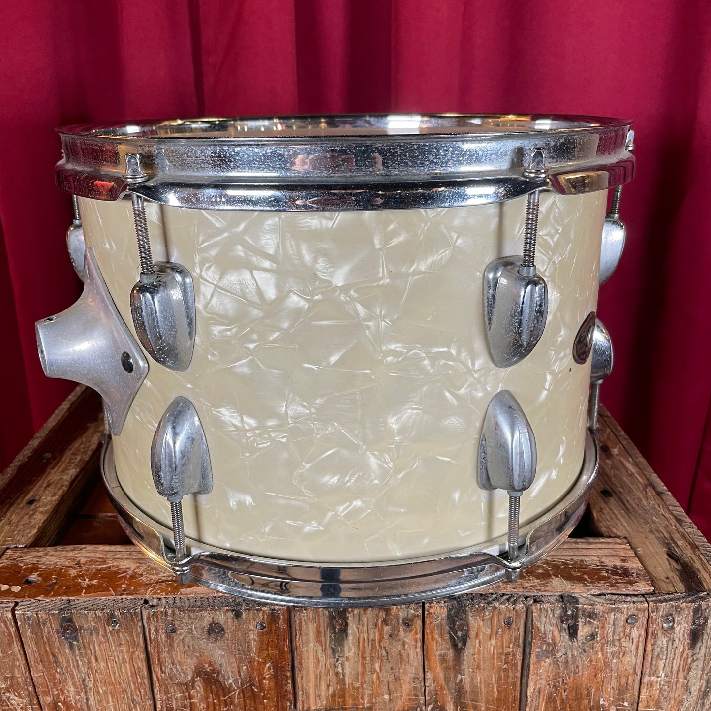 1960s Slingerland 8x12 Tom Drum Single White Marine Pearl