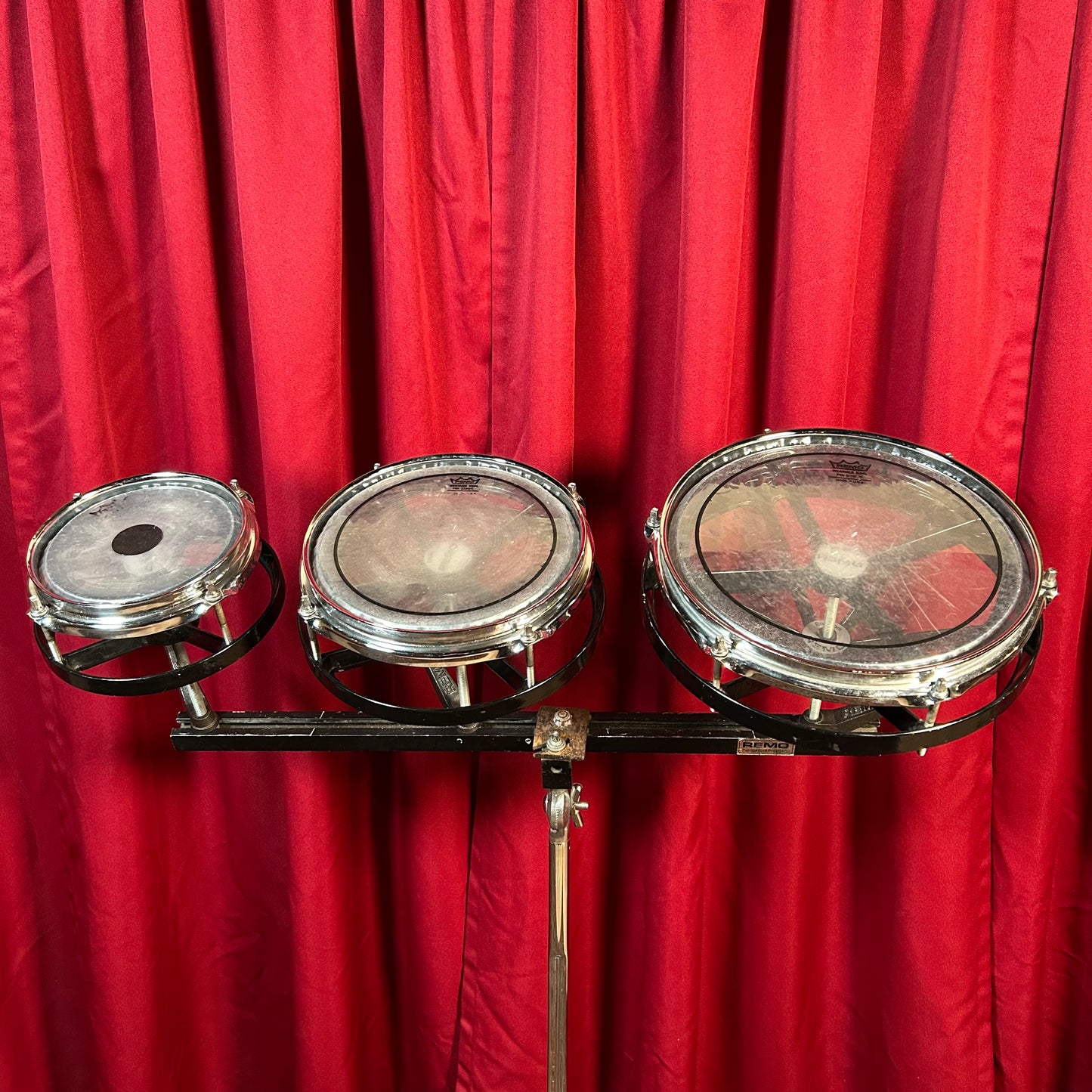 Remo RotoTom 3pc Set 6/8/10 Black w/ Stand Roto Tom Drum