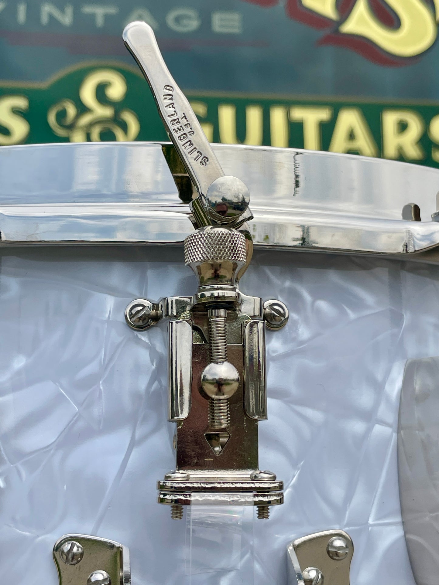 Slingerland Gene Krupa Limited Edition Radio King 6.5x14 Solid Maple Snare Drum White Marine Pearl