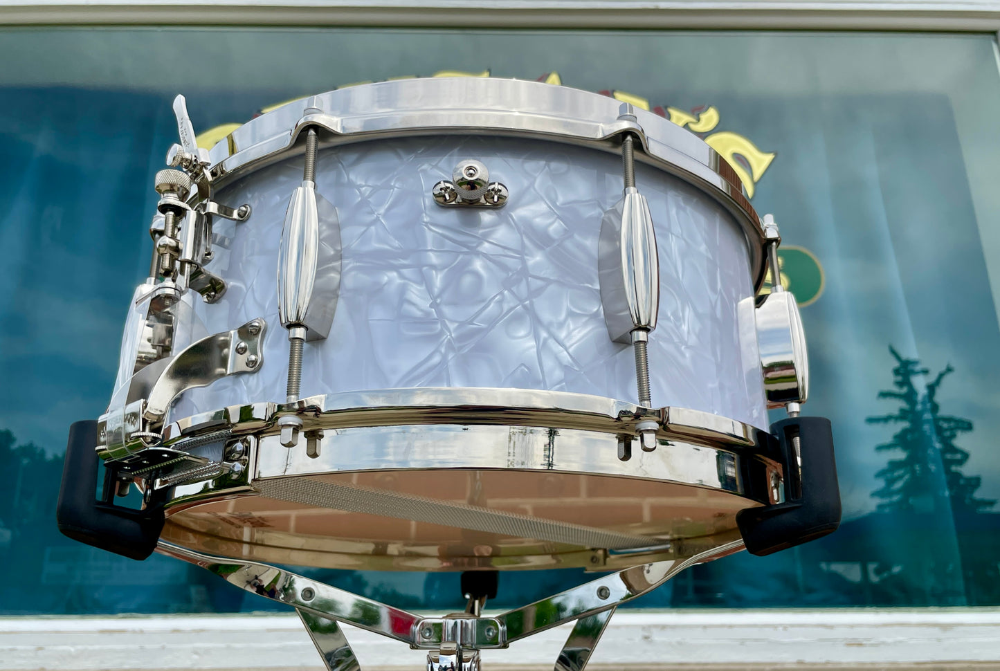 Slingerland Gene Krupa Limited Edition Radio King 6.5x14 Solid Maple Snare Drum White Marine Pearl