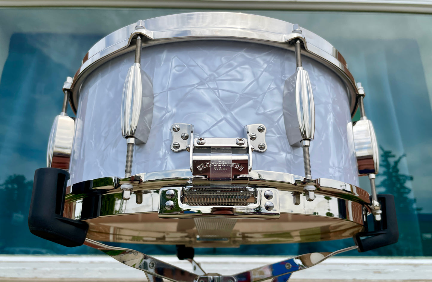 Slingerland Gene Krupa Limited Edition Radio King 6.5x14 Solid Maple Snare Drum White Marine Pearl