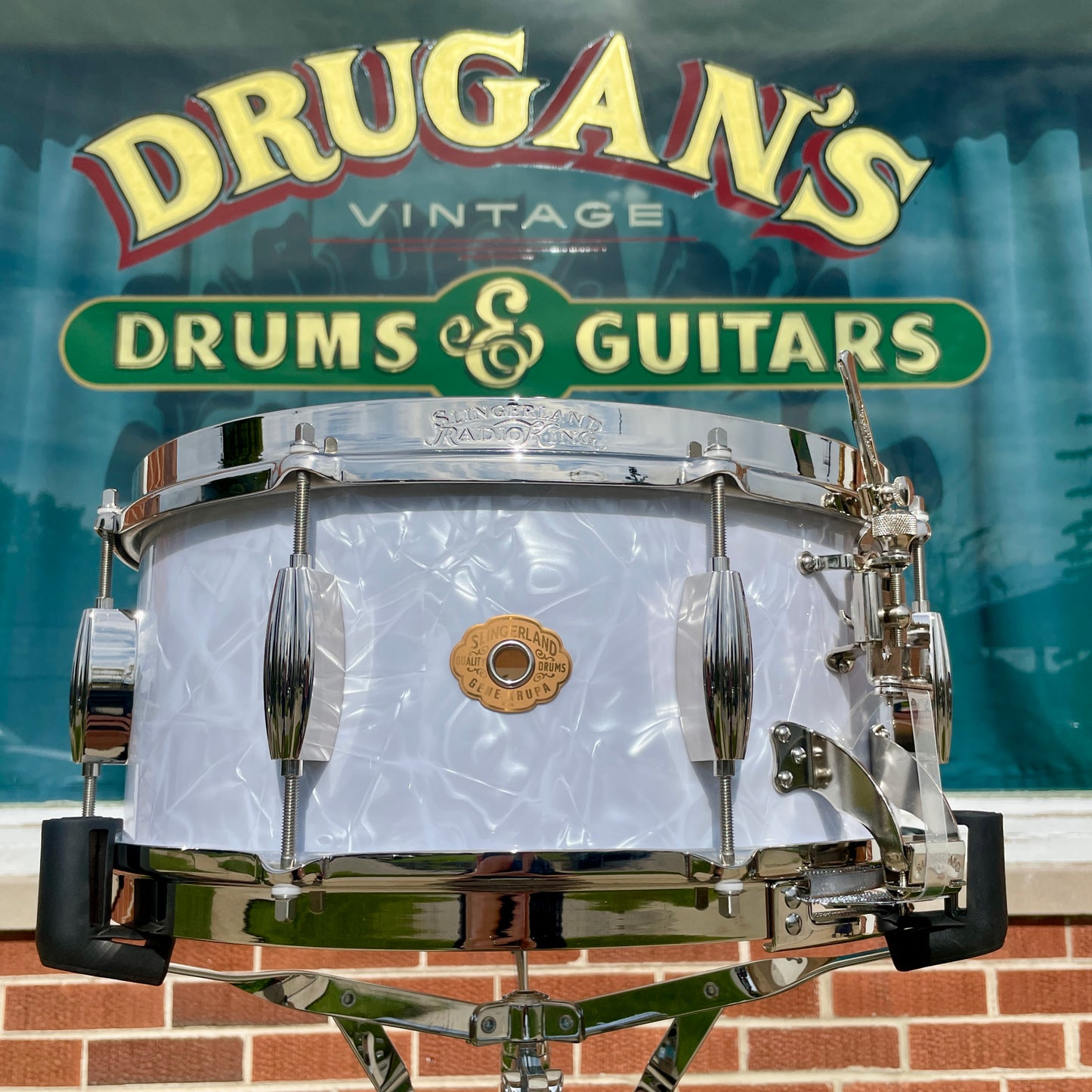 Slingerland Gene Krupa Limited Edition Radio King 6.5x14 Solid Maple Snare Drum White Marine Pearl