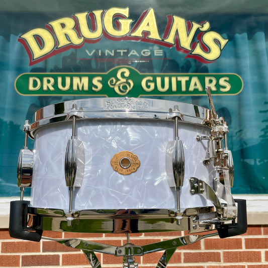 Slingerland Gene Krupa Limited Edition Radio King 6.5x14 Solid Maple Snare Drum White Marine Pearl