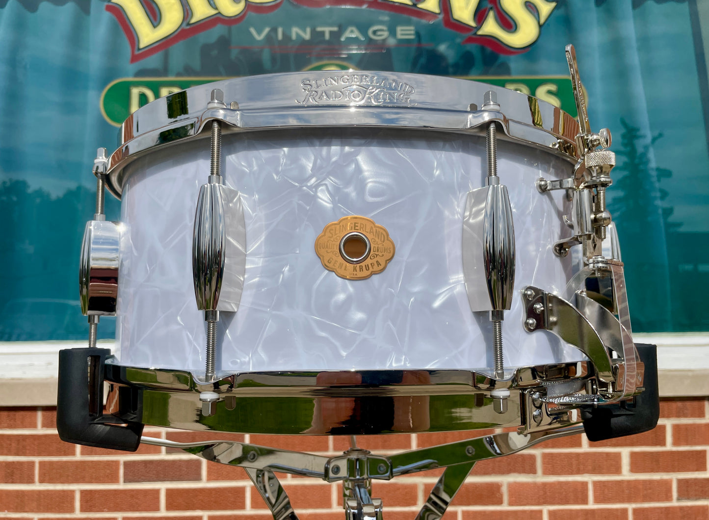 Slingerland Gene Krupa Limited Edition Radio King 6.5x14 Solid Maple Snare Drum White Marine Pearl