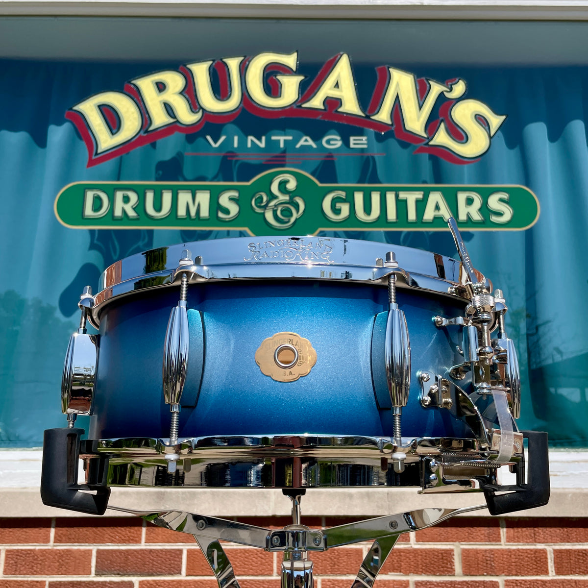 Slingerland Radio King 5.5x14 Solid Maple Snare Drum Blue & Silver Lacquer