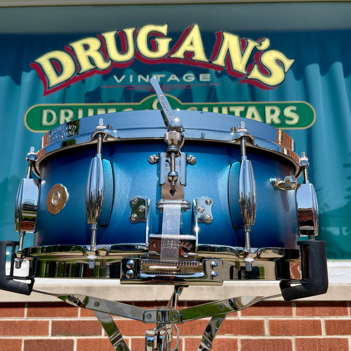 Slingerland Radio King 5.5x14 Solid Maple Snare Drum Blue & Silver Lacquer