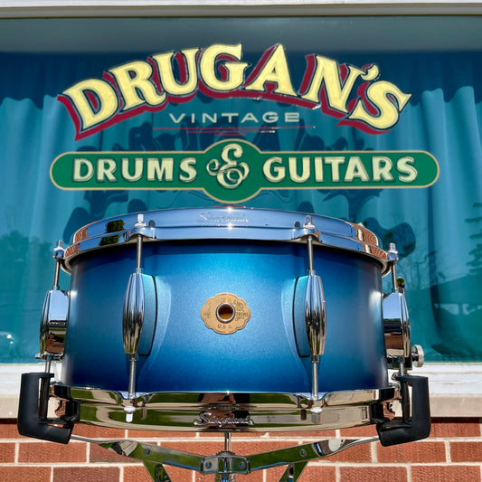 Slingerland Radio King Artist 6.5x14 3-Ply Mahogany/Poplar Snare Drum Silver & Blue Lacquer