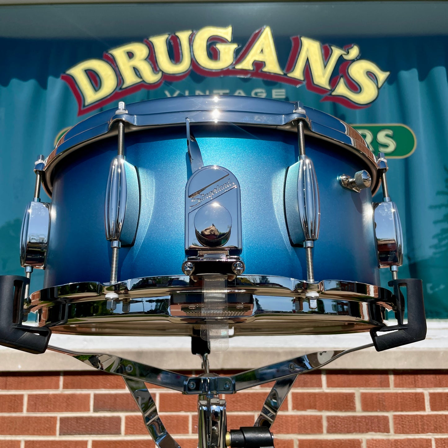 Slingerland Radio King Artist 6.5x14 3-Ply Mahogany/Poplar Snare Drum Silver & Blue Lacquer
