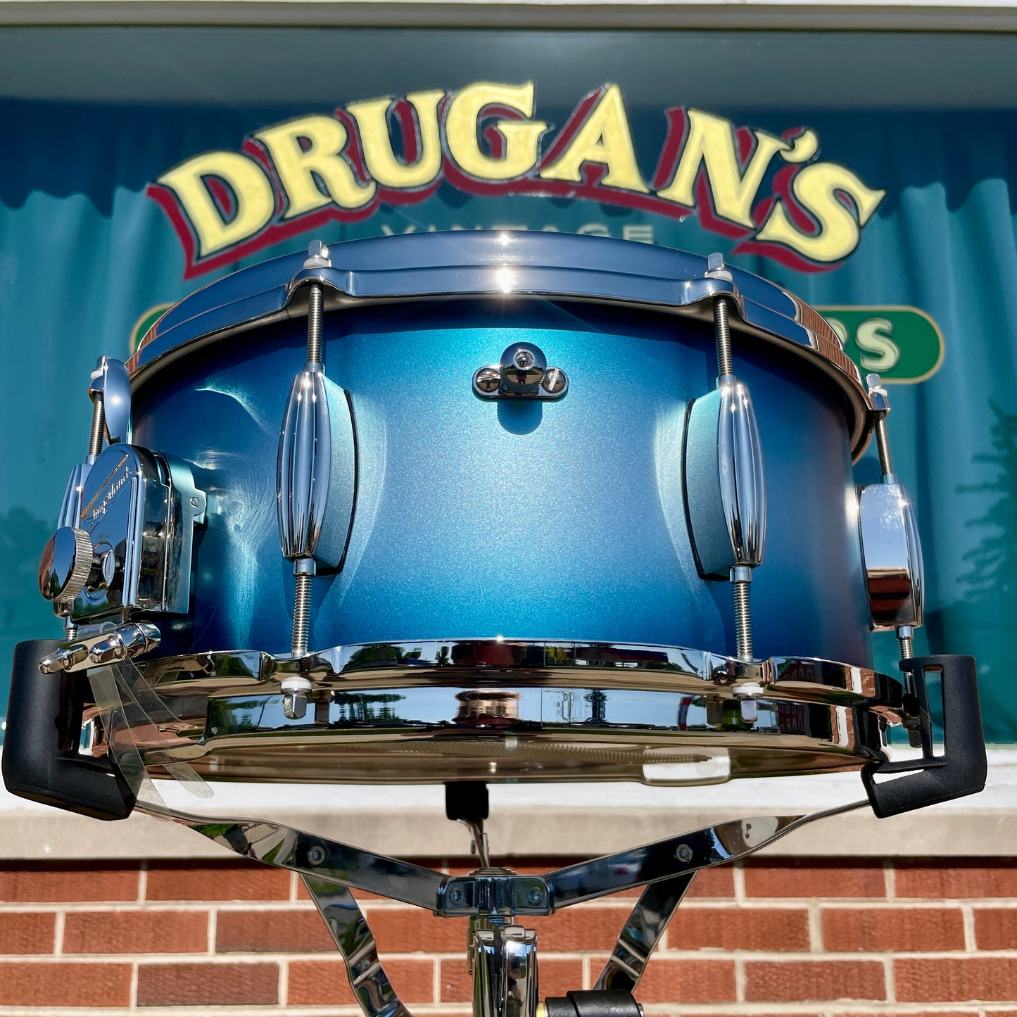 Slingerland Radio King Artist 6.5x14 3-Ply Mahogany/Poplar Snare Drum Silver & Blue Lacquer