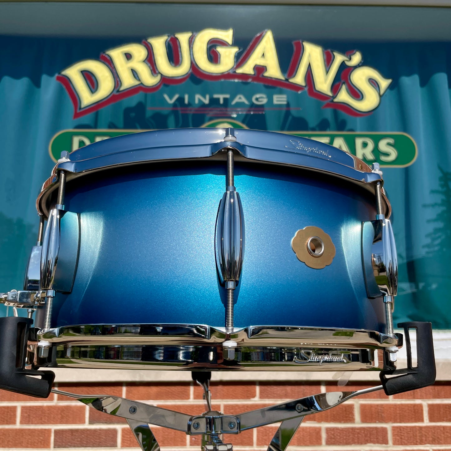 Slingerland Radio King Artist 6.5x14 3-Ply Mahogany/Poplar Snare Drum Silver & Blue Lacquer
