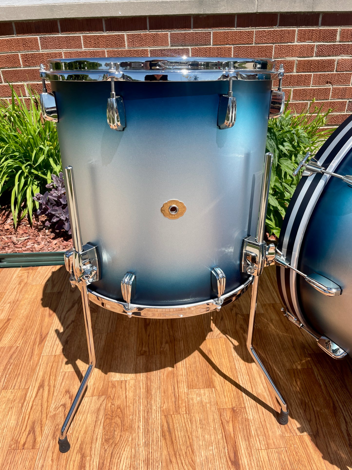 Slingerland Radio King 3-Ply Mahogany/Poplar Drum Set Silver & Blue Lacquer 24/13/16 w/ 6.5x14 Snare