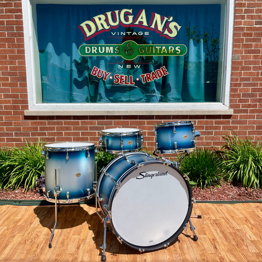 Slingerland Radio King 3-Ply Mahogany/Poplar Drum Set Silver & Blue Lacquer 24/13/16 w/ 6.5x14 Snare