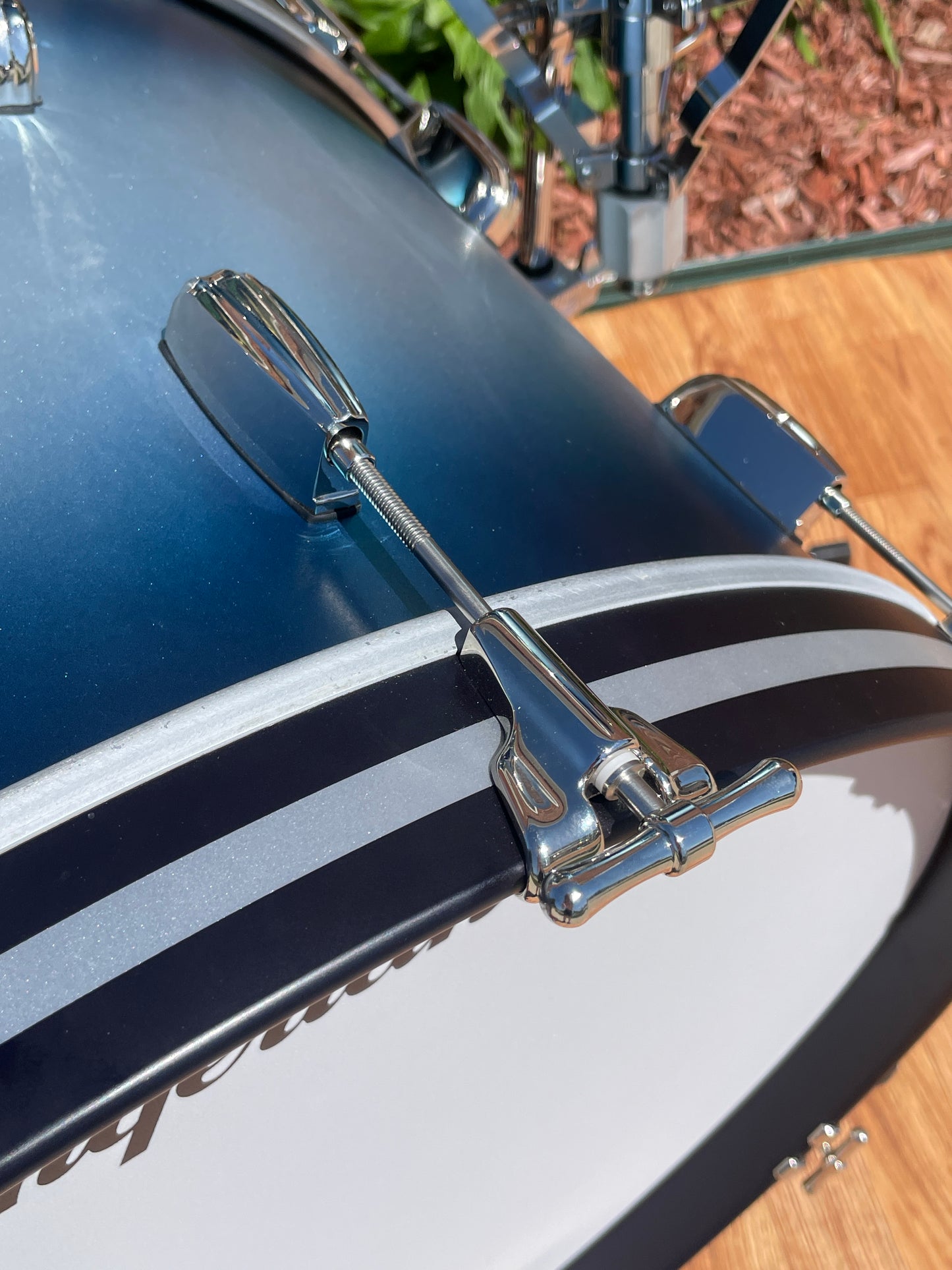 Slingerland Radio King 3-Ply Mahogany/Poplar Drum Set Silver & Blue Lacquer 24/13/16