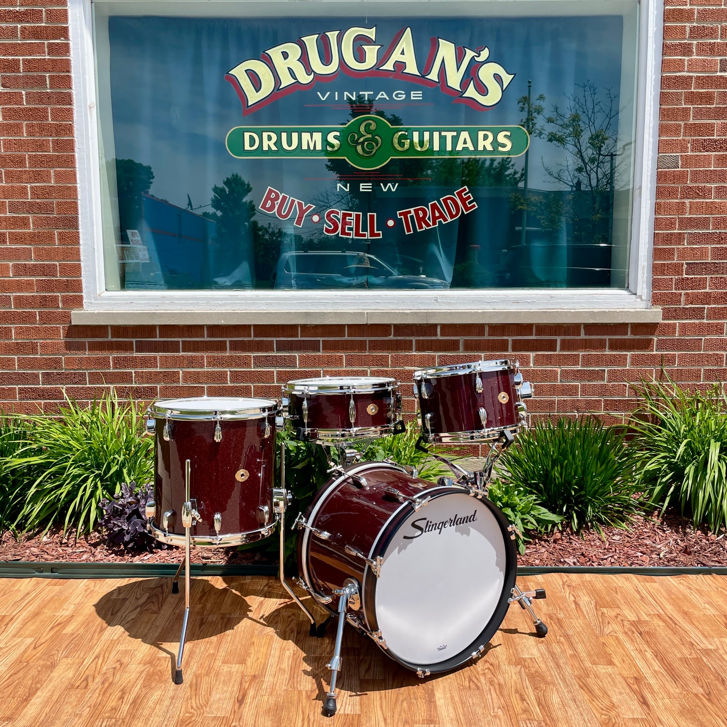 Slingerland Radio King 3-Ply Mahogany/Poplar Drum Set Maroon Glass Glitter 18/12/14 w/ 5.5x14 Snare