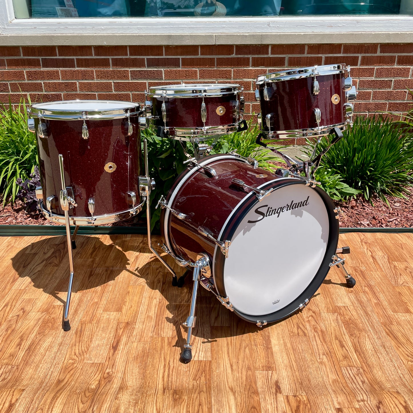 Slingerland Radio King 3-Ply Mahogany/Poplar Drum Set Maroon Glass Glitter 18/12/14 w/ 5.5x14 Snare