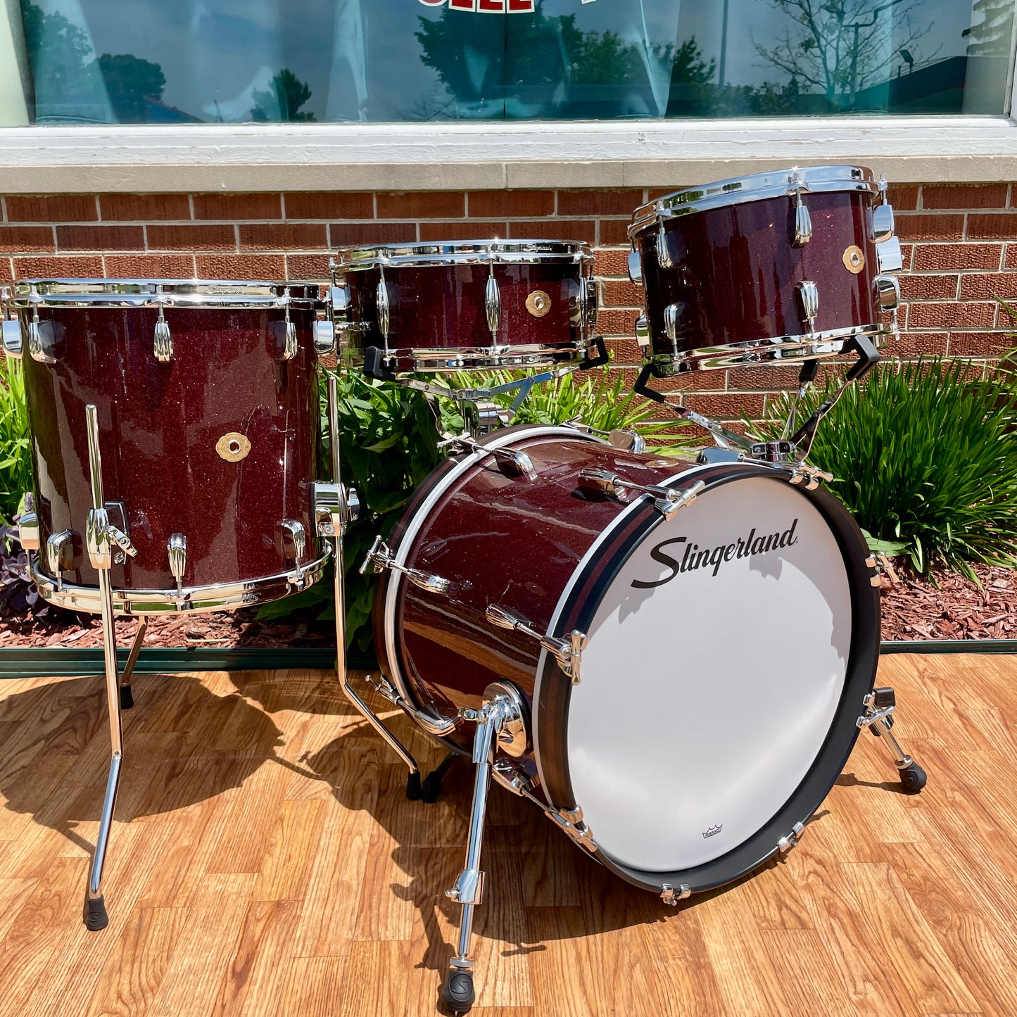Slingerland Radio King 3-Ply Mahogany/Poplar Drum Set Maroon Glass Glitter 18/12/14 w/ 5.5x14 Snare