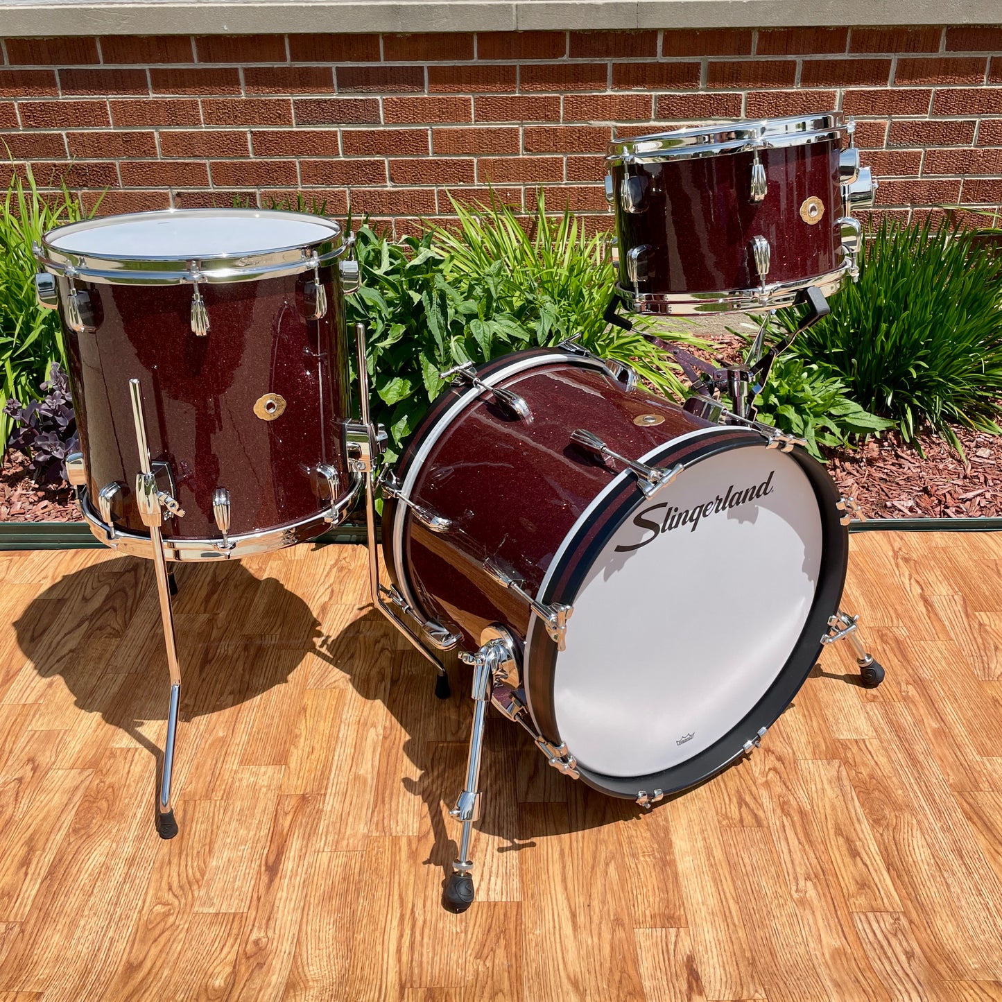 Slingerland Radio King 3-Ply Mahogany/Poplar Drum Set Maroon Glass Glitter 18/12/14