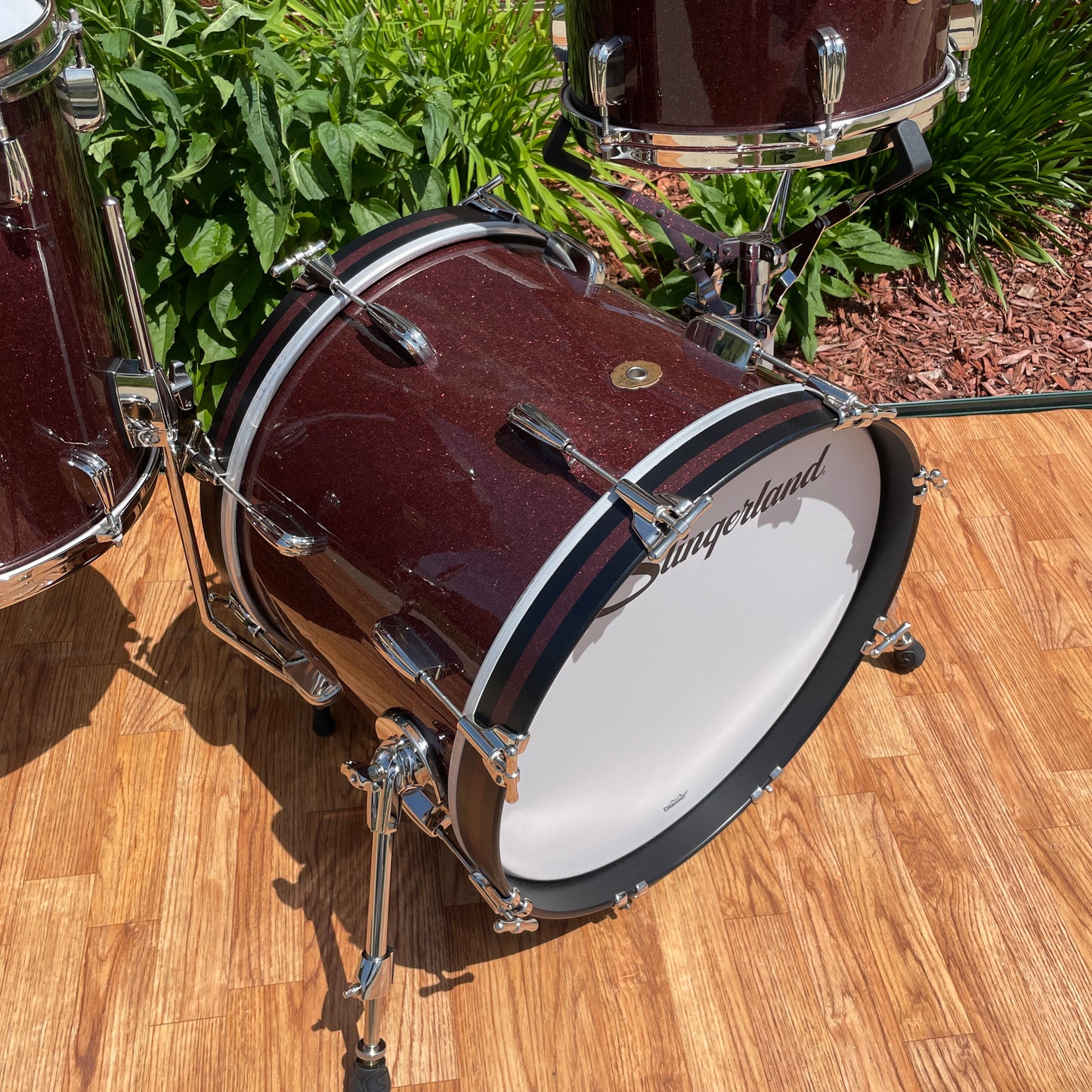 Slingerland Radio King 3-Ply Mahogany/Poplar Drum Set Maroon Glass Glitter 18/12/14