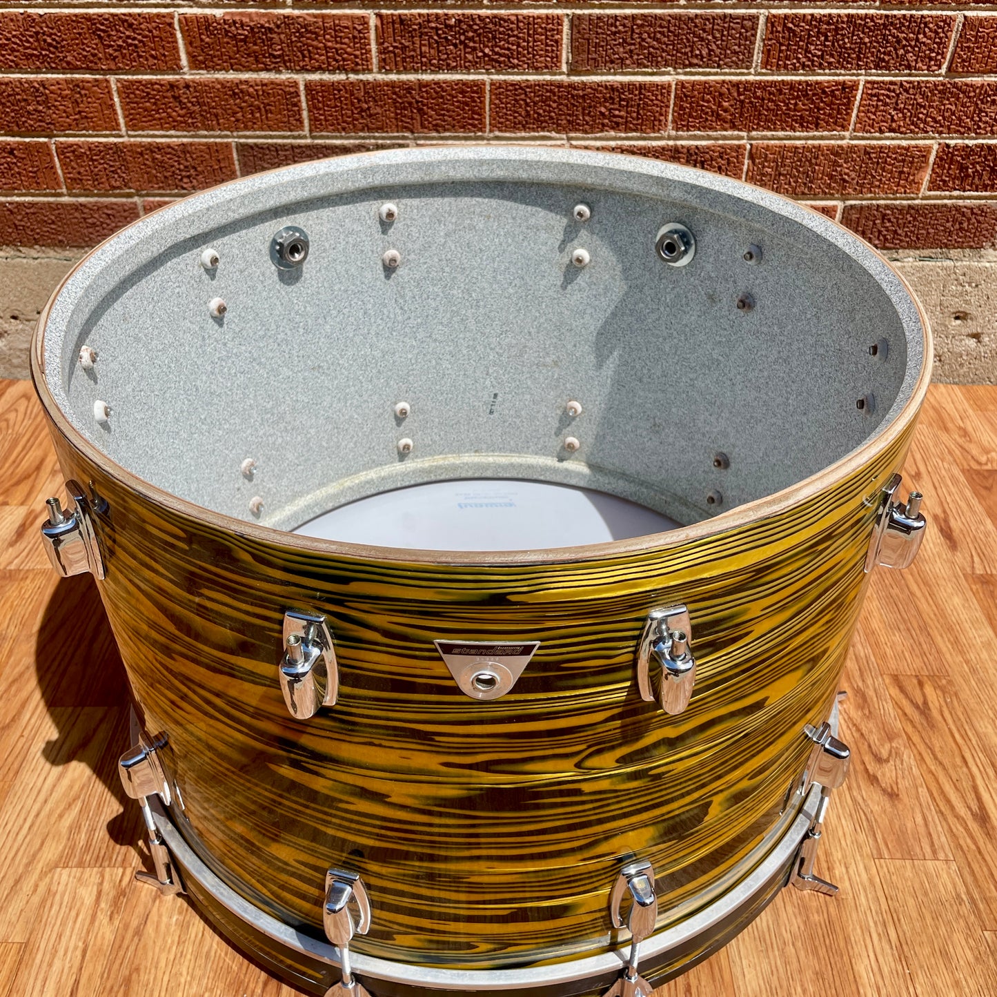 1970s Ludwig Standard 14x22 Bass Drum Lemon Strata * Rare Virgin! *