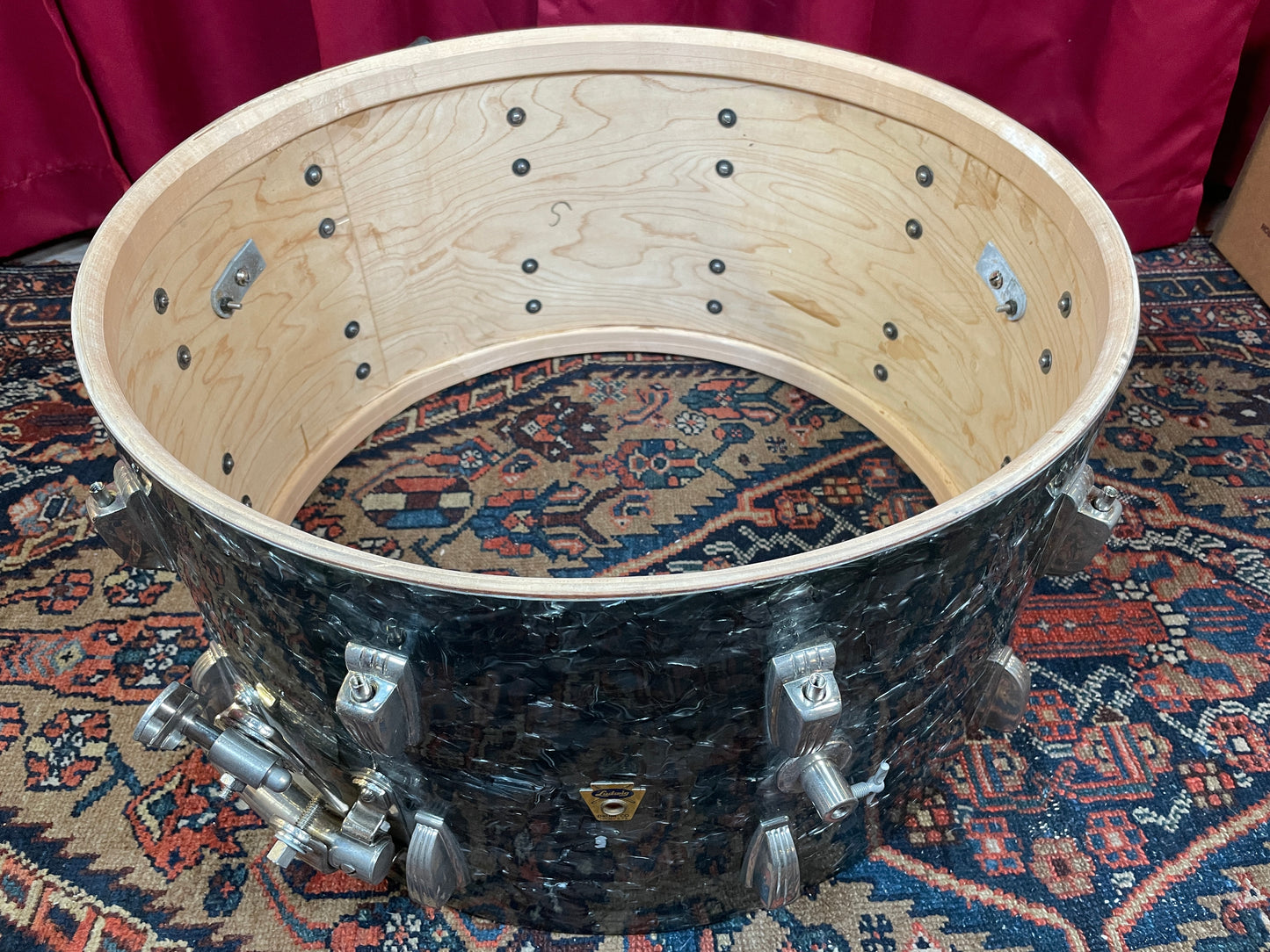 1959 Ludwig New Yorker Drum Set Black Diamond Pearl Trans Badge 22/12 w/ 5.5x14 Snare